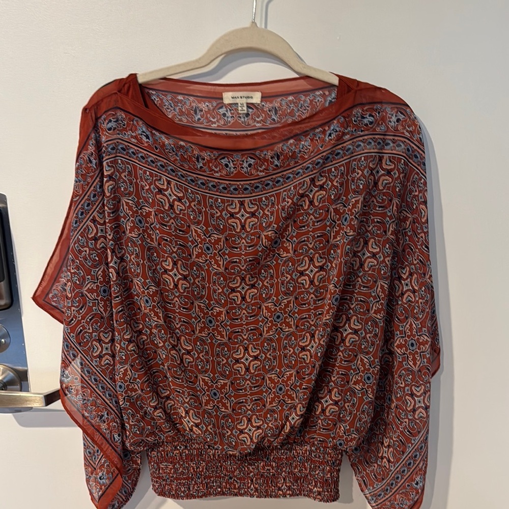 Patterned Red Blouse